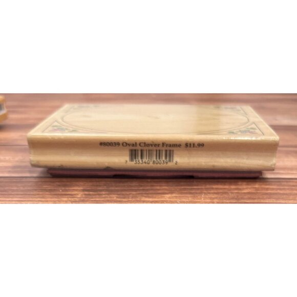 STAMPS HAPPEN 80039 OVAL CLOVER FRAME WOOD MOUNTED RUBBER STAMP - Picture 4 of 4